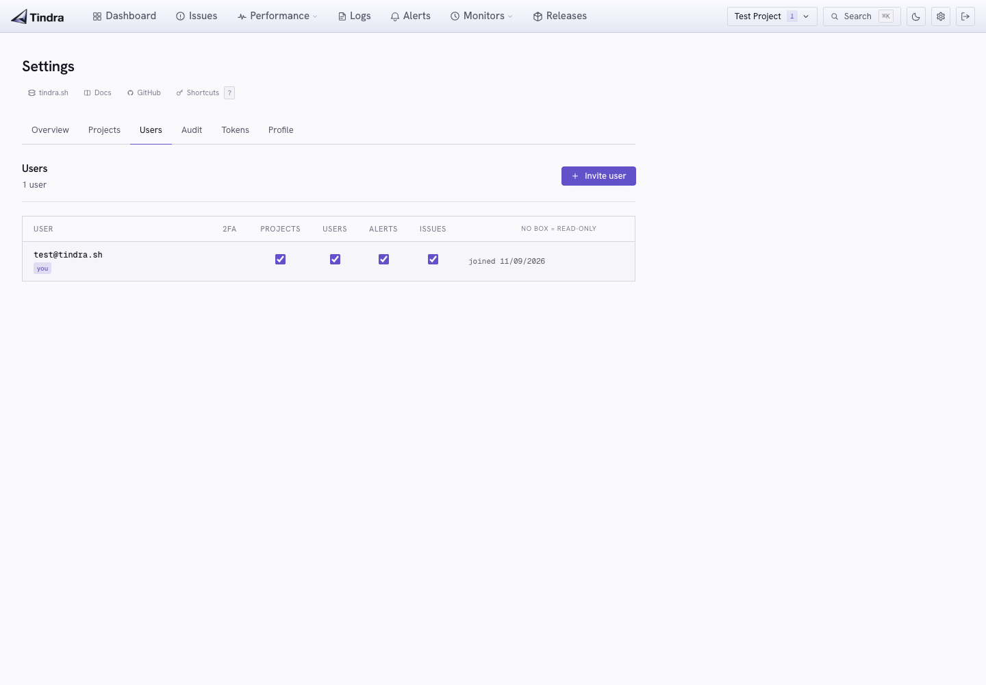 User management and individual permissions